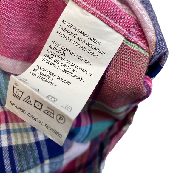 NWT Izod Mens Shirt Medium Short Sleeve Pink Preppy Madras Plaid - Picture 7 of 7